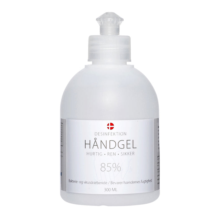 Hand sanitizer GEL 300 ml - 85%. Nice frosted bottle you can have standing in front in e.g. bath or kitchen.